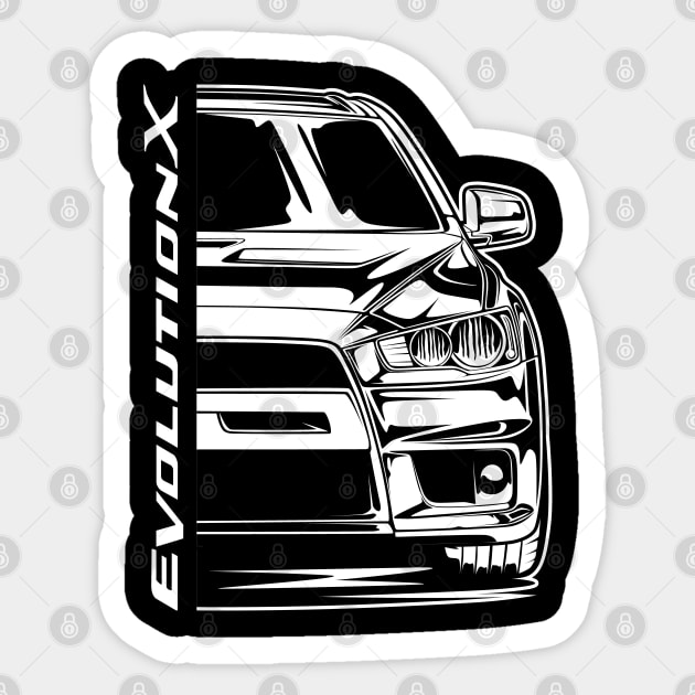 Lancer Evolution X (White Print) Sticker by idrdesign